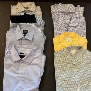 Jos. A. Bank and Brooks Brothers Blue and Checkered Dress Shirts.